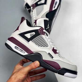 Air Jordan 4 " PSG" White,Neutral Grey-Black-Bordeaux