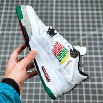 Air Jordan 4 " Carnival" White,University Red-Lucid Green-Black