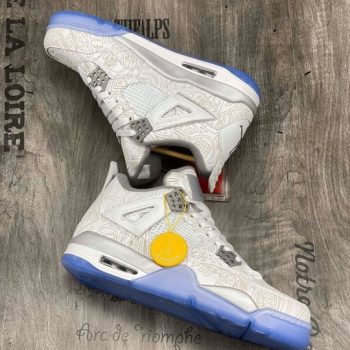 Air Jordan 4 " Laser" White,Chrome-Metallic Silver