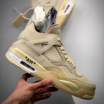 Off-White x Air Jordan 4 Sail,Muslin-White-Black