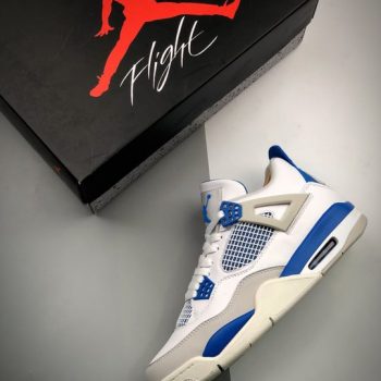 Air Jordan 4 Retro White,Neutral Grey-Military Blue 308497-105