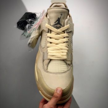 Off-White x Air Jordan 4 Sail,Muslin-White-Black