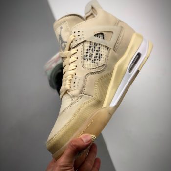 Off-White x Air Jordan 4 Sail,Muslin-White-Black