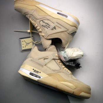 Off-White x Air Jordan 4 Sail,Muslin-White-Black