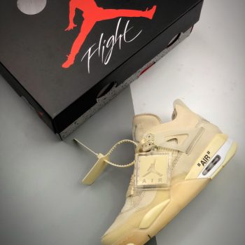 Off-White x Air Jordan 4 Sail,Muslin-White-Black