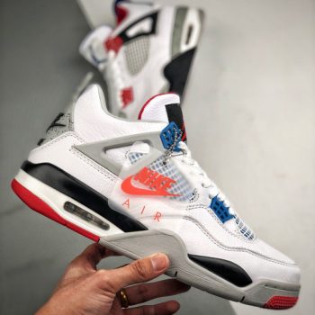 Air Jordan 4 " What The" White,Fire Red-Tech Grey-Military Blue