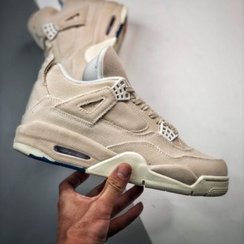 Air Jordan 4 " Canvas" Sail,Cement Grey-Fire Red