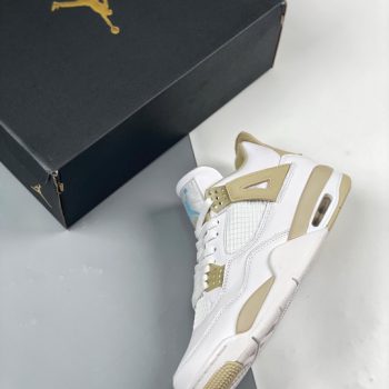 Air Jordan 4 " Linen" White,Boarder Blue-Light Sand