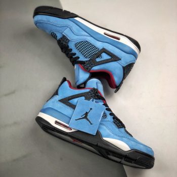 Travis Scott x Air Jordan 4 " Houston Oilers" University Blue,Varsity Red-Black