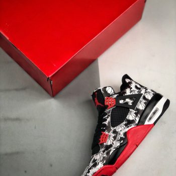 Air Jordan 4 "Tattoo" Black,Fire Red-Black-White