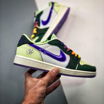 Air Jordan 1 Low "Doernbecher" Gorge Green,Court Purple-White-Barely Volt