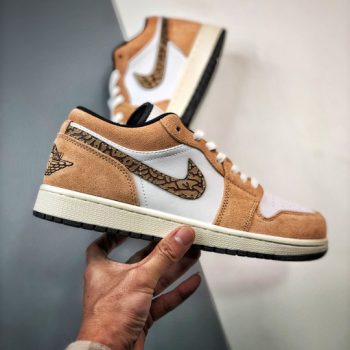 Air Jordan 1 Low "Brown Elephant" Hemp,Metallic Gold-White-Tan-Black