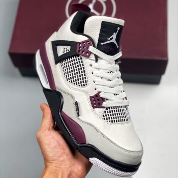 Air Jordan 4 " PSG" White,Neutral Grey-Black-Bordeaux