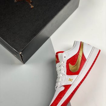 Air Jordan 1 Low " Spades" White Red Gold