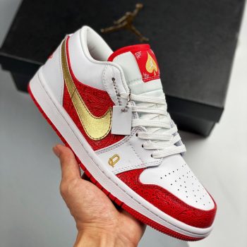 Air Jordan 1 Low " Spades" White Red Gold