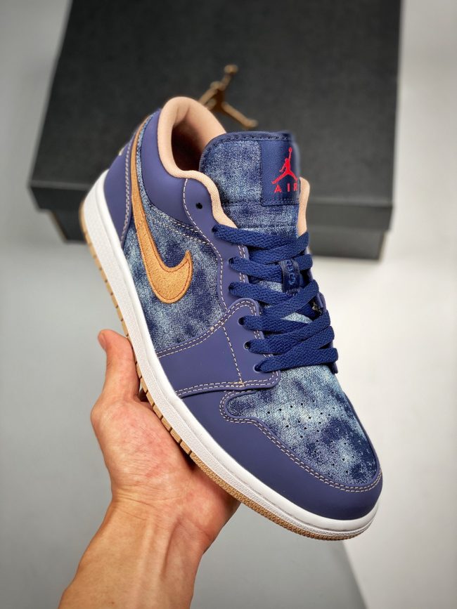 Air Jordan 1 Low " Denim" Midnight Navy,University Red-White-Hemp