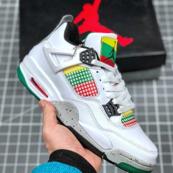 Air Jordan 4 " Carnival" White,University Red-Lucid Green-Black