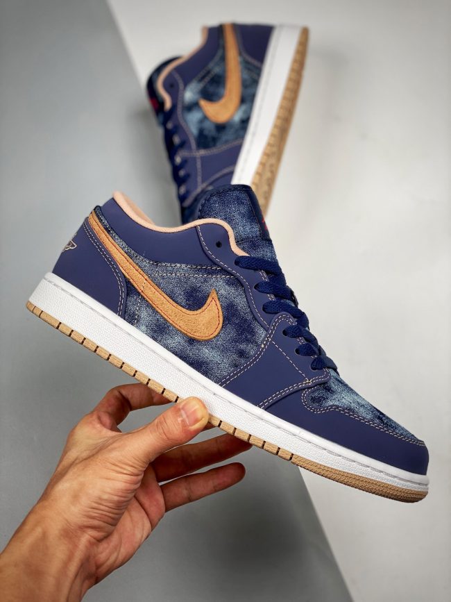 Air Jordan 1 Low " Denim" Midnight Navy,University Red-White-Hemp