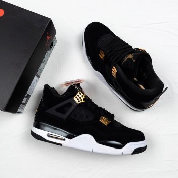 Air Jordan 4 " Royalty" Black,Metallic Gold-White