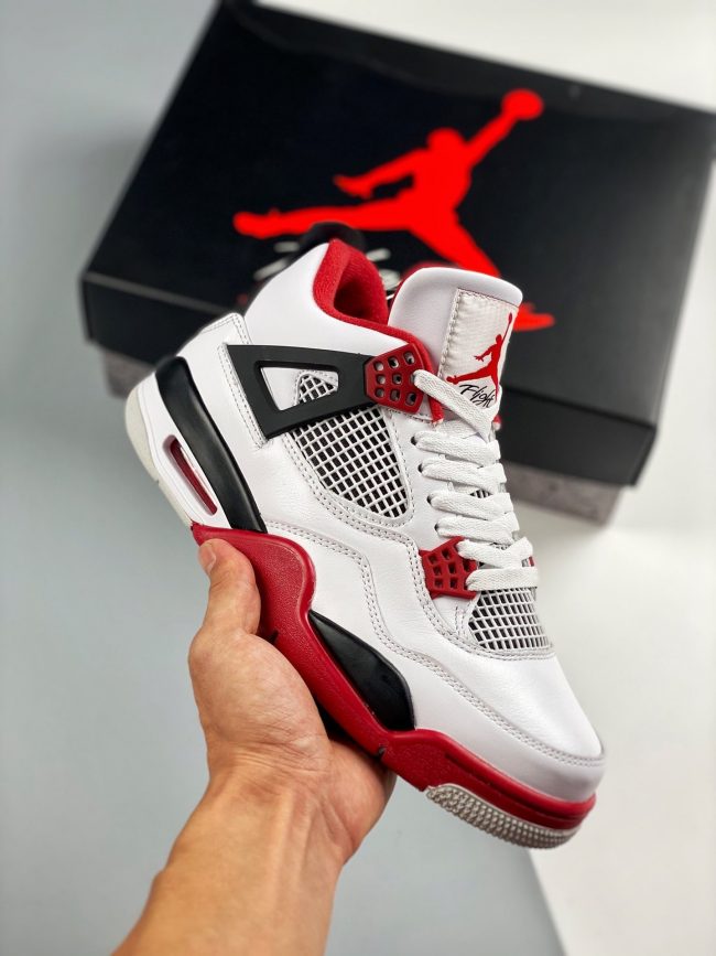 Air Jordan 4 " Fire Red" White,Fire Red-Black-Tech Grey