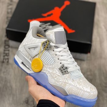 Air Jordan 4 " Laser" White,Chrome-Metallic Silver