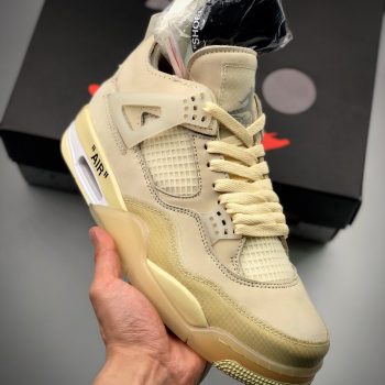 Off-White x Air Jordan 4 Sail,Muslin-White-Black