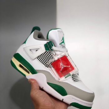 Air Jordan 4 White,Pine Green-Neutral Grey-Muslin