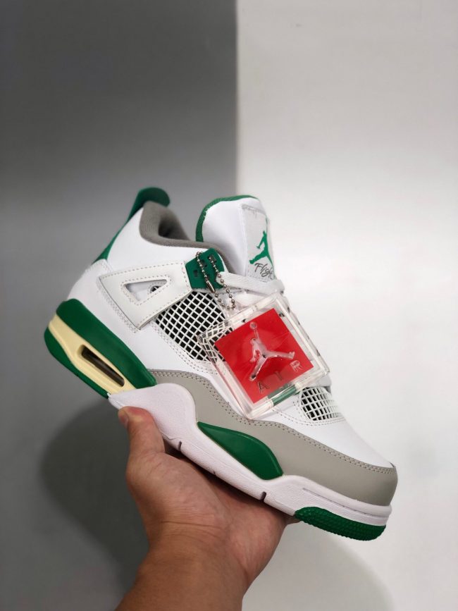 Air Jordan 4 White,Pine Green-Neutral Grey-Muslin