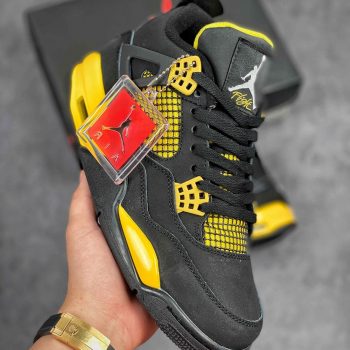 Air Jordan 4 " Thunder" Black,White-Tour Yellow