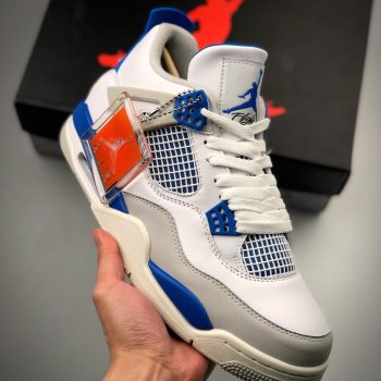 Air Jordan 4 Retro White,Neutral Grey-Military Blue 308497-105