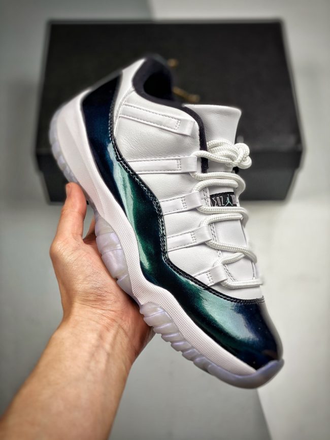 Air Jordan 11 Low " Easter" White,Emerald Rise-Black 528895-145