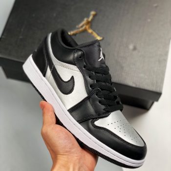 Air Jordan 1 Low " Silver Toe" Black,Metallic Silver-White