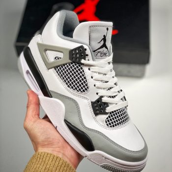 Air Jordan 4 " Military Black" White,Black-Neutral Grey