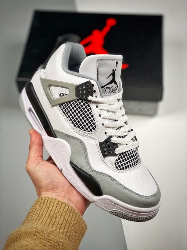 Air Jordan 4 " Military Black" White,Black-Neutral Grey