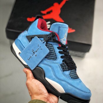 Travis Scott x Air Jordan 4 " Houston Oilers" University Blue,Varsity Red-Black