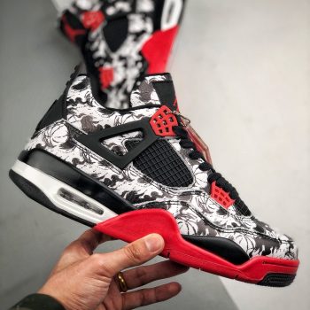 Air Jordan 4 "Tattoo" Black,Fire Red-Black-White