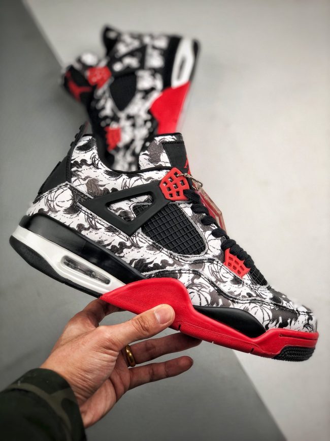 Air Jordan 4 "Tattoo" Black,Fire Red-Black-White