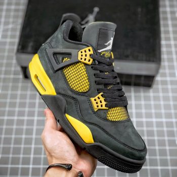 Air Jordan 4 " Thunder" Black,Vibrant Yellow-White