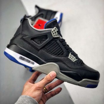 Air Jordan 4 " Motorsport Away" Black,Game Royal-Matte Silver-White