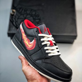 Air Jordan 1 Low " Born To Fly" Black,White-Fitness Red FJ7073-010