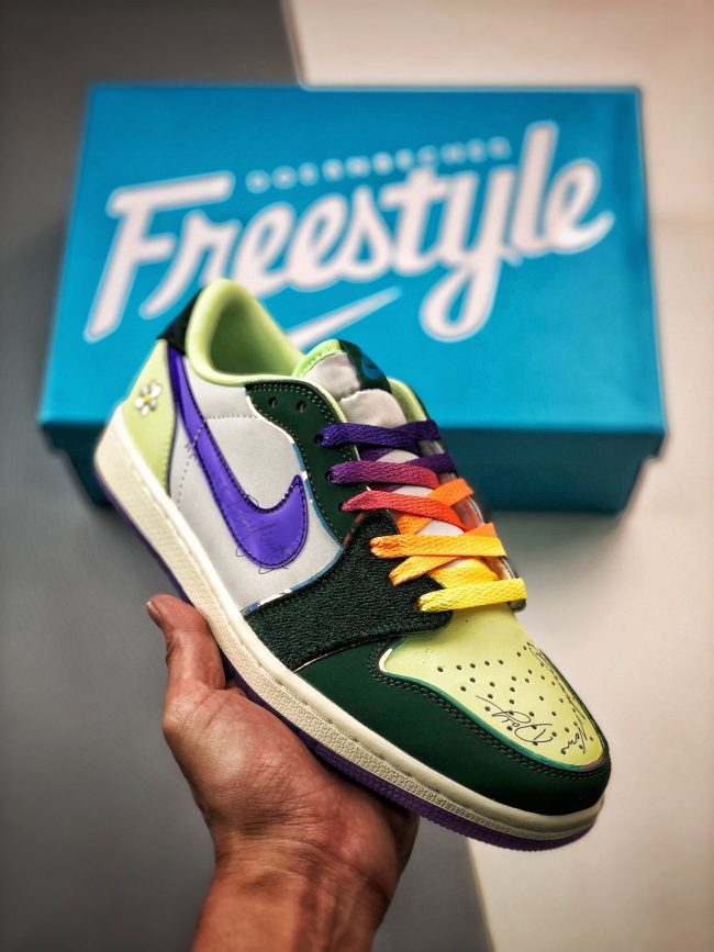 Air Jordan 1 Low "Doernbecher" Gorge Green,Court Purple-White-Barely Volt