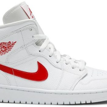 Air Jordan 1 Mid 'White University Red' BQ6472-106