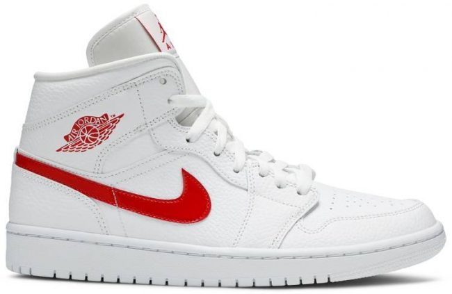 Air Jordan 1 Mid 'White University Red' BQ6472-106