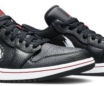 Air Jordan 1 Low 'Brushstroke Swoosh - Black Red' DA4659-001