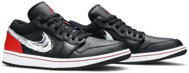 Air Jordan 1 Low 'Brushstroke Swoosh - Black Red' DA4659-001