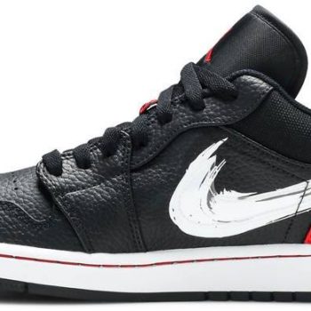 Air Jordan 1 Low 'Brushstroke Swoosh - Black Red' DA4659-001