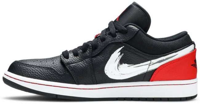 Air Jordan 1 Low 'Brushstroke Swoosh - Black Red' DA4659-001