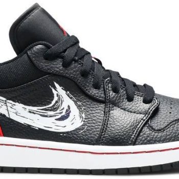 Air Jordan 1 Low 'Brushstroke Swoosh - Black Red' DA4659-001